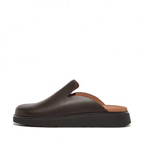 Black FitFlop GEN-FF Leather Men's Mules | CJ9372860