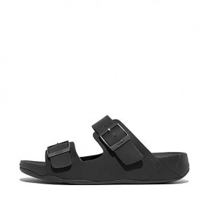 Black FitFlop GOGH MOC Buckle Nubuck Men's Slides | ER2705439