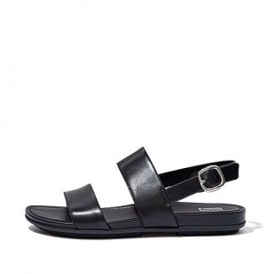 Black FitFlop GRACIE Leather Back-Strap Women's Sandals | GL7680519