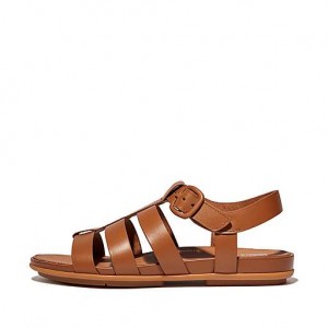 Black FitFlop GRACIE Matt-Buckle Leather Fisherman Women's Sandals | PO9208751