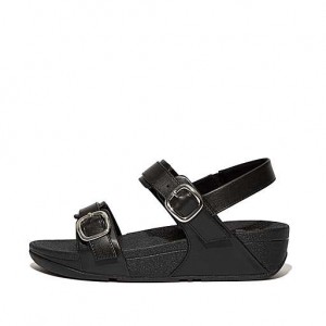 Black FitFlop LULU Adjustable Leather Women's Sandals | VA7458602