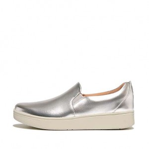 Brown FitFlop RALLY Metallic-Leather Slip-On Skate Women's Sneakers | RT6150324