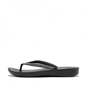 Chocolate FitFlop IQUSHION Sparkle Ergonomic Women's Flip Flops | NB7649380