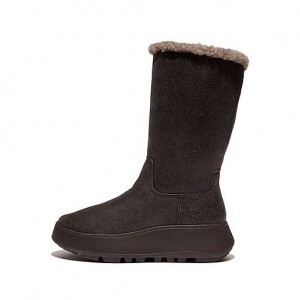 Grey FitFlop F-MODE Double-Faced Shearling Leather Flatform Calf Women's Boots | XV9658071