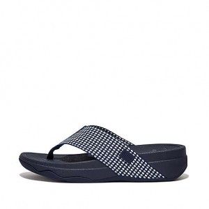 Navy FitFlop SURFA Webbing Toe-Post Women's Sandals | WR3415867