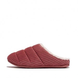 Pink FitFlop CHRISSIE Biofleece-Lined Corduroy Women's Slippers | VC8354617