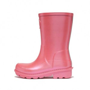 White FitFlop WONDERWELLY Pearlized Ergonomic Waterproof Kids' Wellington Boots | BU0273894