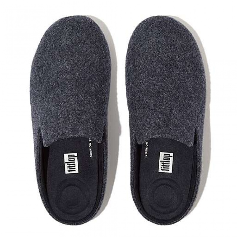 Black FitFlop CHRISSIE II E01 Haus Felt Women's Slippers | SE2810634