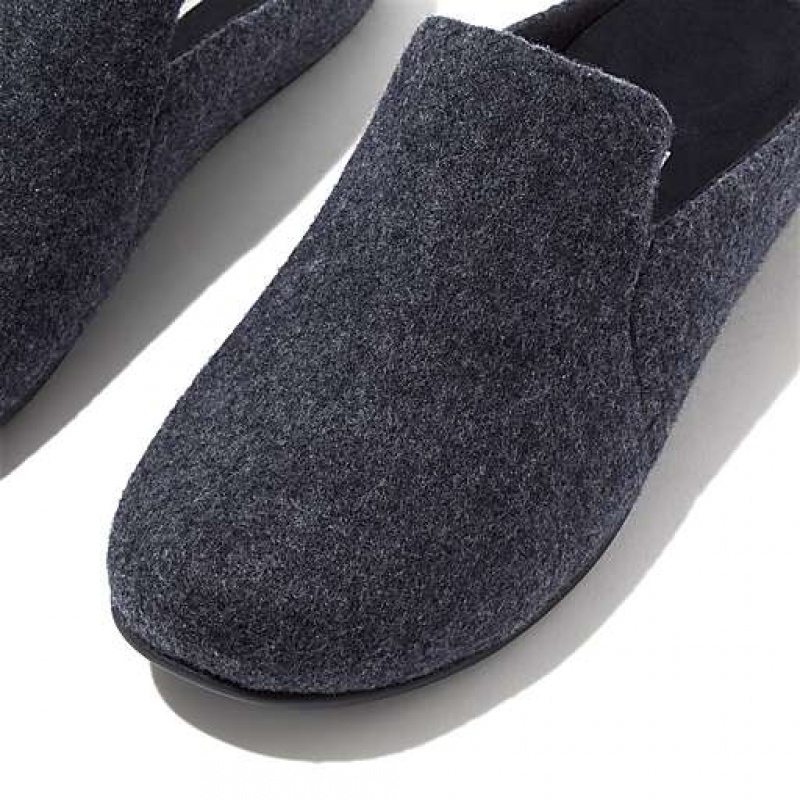 Black FitFlop CHRISSIE II E01 Haus Felt Women's Slippers | SE2810634