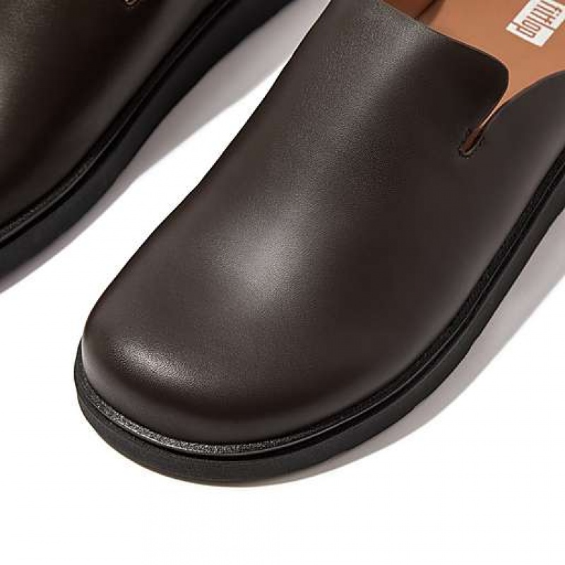 Black FitFlop GEN-FF Leather Men's Mules | CJ9372860