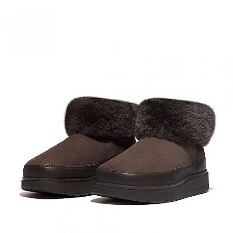 Black FitFlop GEN-FF Mini Double-Faced Shearling Women's Boots | EY5927086