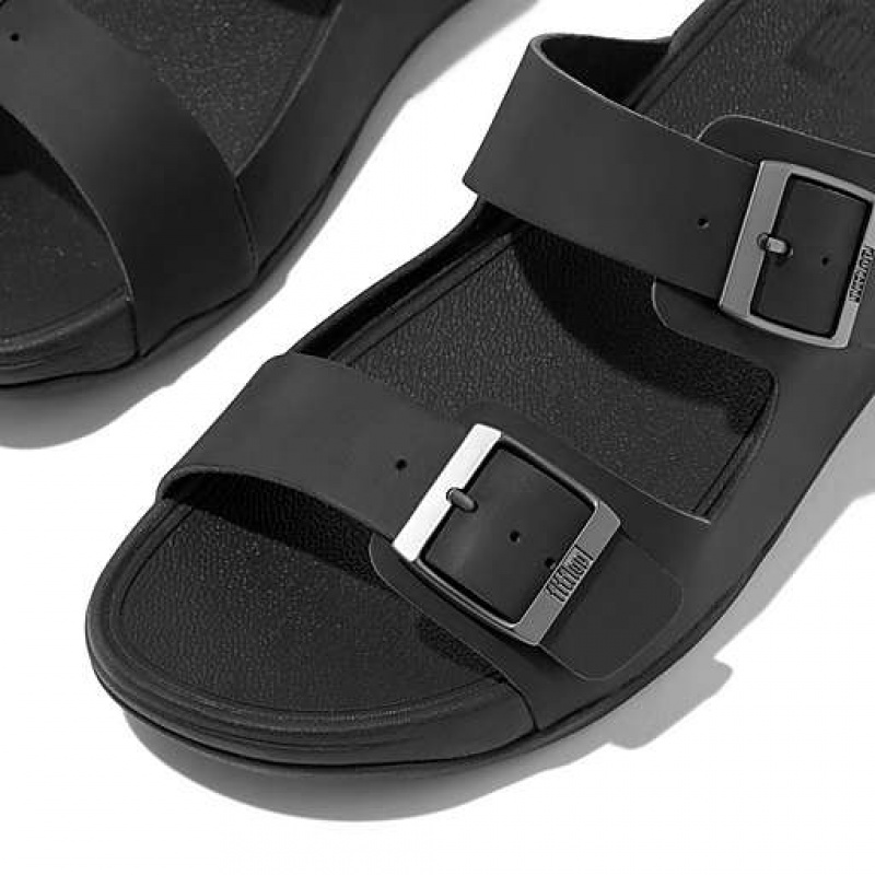 Black FitFlop GOGH MOC Buckle Nubuck Men's Slides | ER2705439