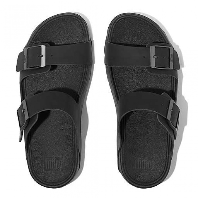 Black FitFlop GOGH MOC Buckle Nubuck Men's Slides | ER2705439