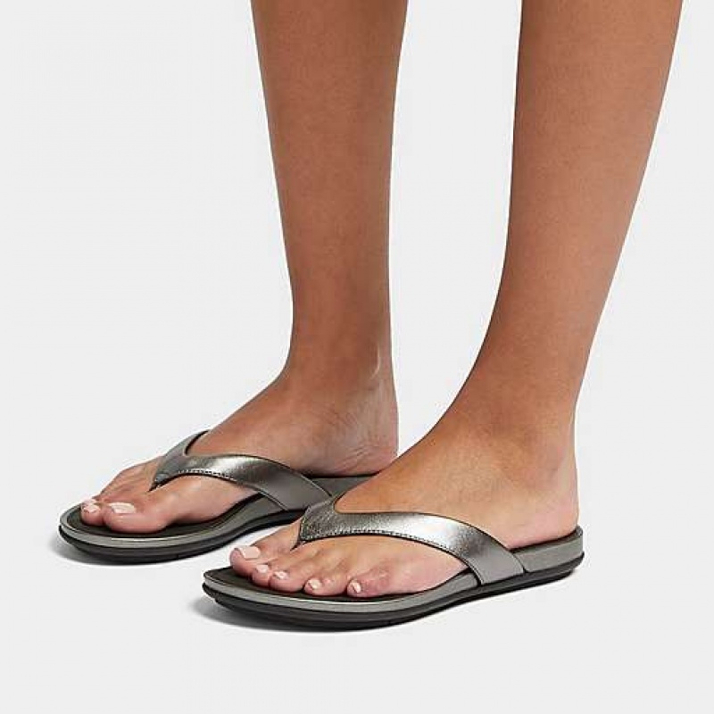 Blue FitFlop GRACIE Metallic Leather Women's Flip Flops | KU5716083