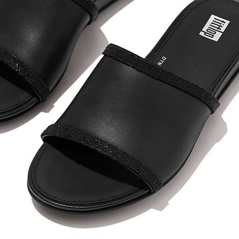 Blue FitFlop GRACIE Opul-Trim Leather Women's Slides | RM8564170