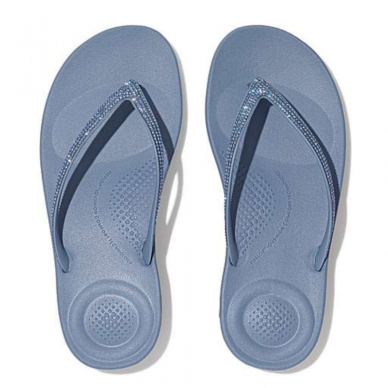 Blue FitFlop IQUSHION Sparkle Women's Flip Flops | JH5428613