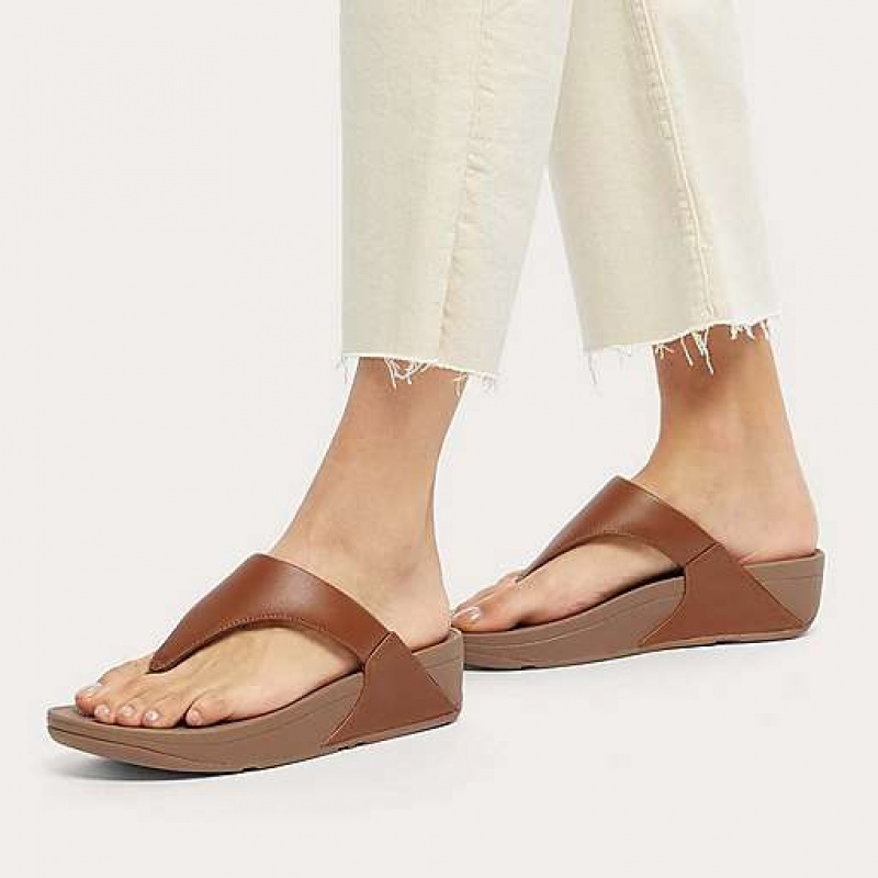 Brown FitFlop LULU Leather Toe-Post Women's Sandals | JB0134862