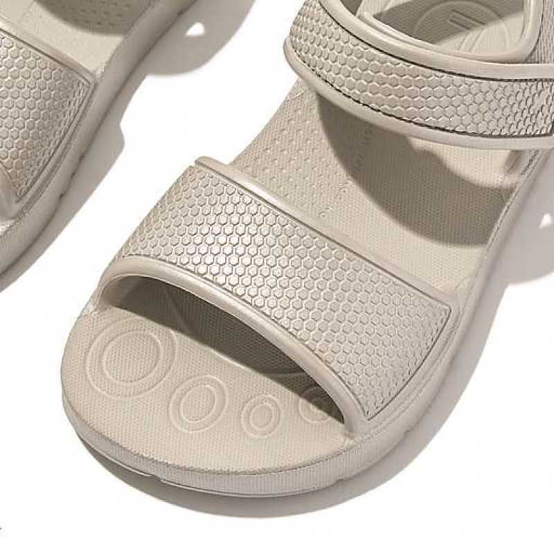 Green FitFlop IQUSHION Shimmer Ergonomic Back-Strap Kids' Sandals | DR8194753