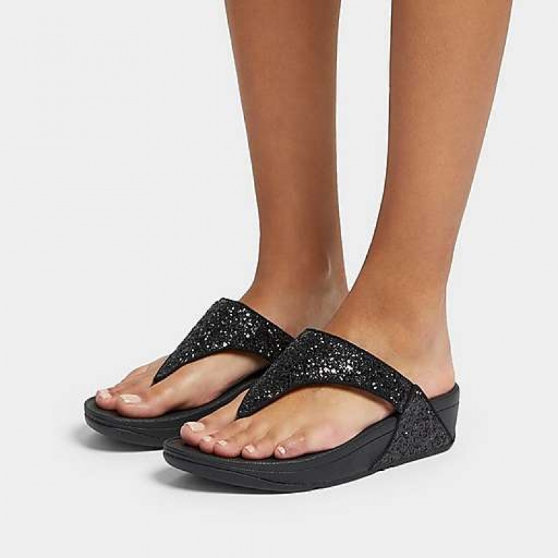 Grey FitFlop LULU Glitter Toe-Post Women's Sandals | LX1378269