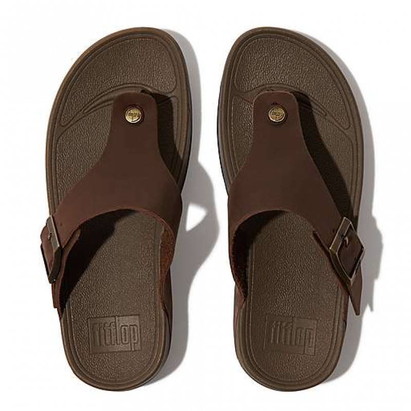 Grey FitFlop TRAKK II Buckle Nubuck Toe-Posts Men's Flip Flops | GB2716540