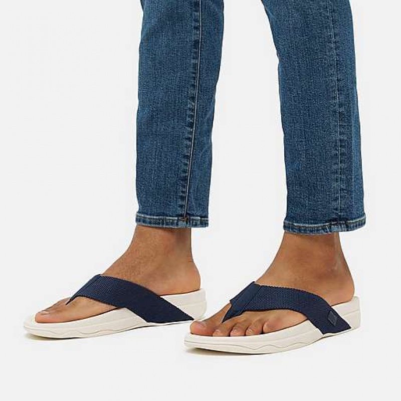 Metal / Stripes / Navy FitFlop SURFER Toe-Post Men's Sandals | YB2518096