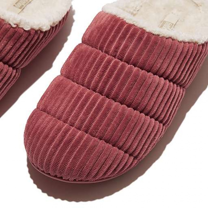 Pink FitFlop CHRISSIE Biofleece-Lined Corduroy Women's Slippers | VC8354617