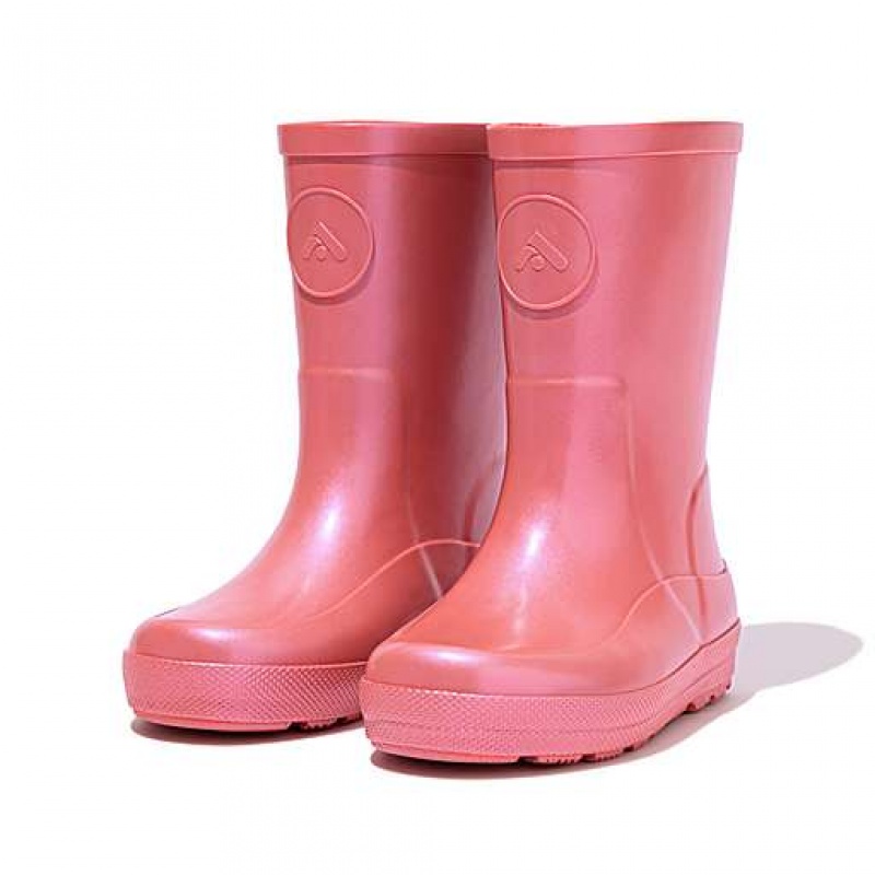 Pink / Black FitFlop WONDERWELLY Pearlized Ergonomic Waterproof Kids' Wellington Boots | HV1287496