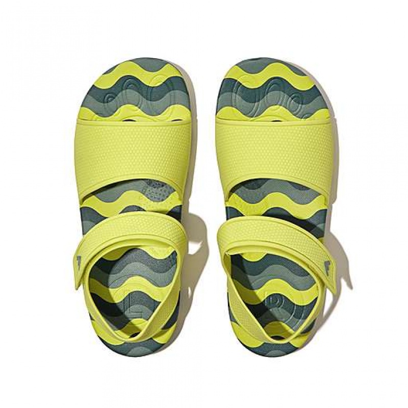 White FitFlop IQUSHION Wave-Print Ergonomic Back-Strap Kids' Sandals | KZ8940723