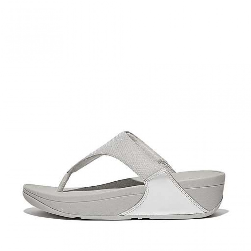 White FitFlop LULU Shimmerlux Toe-Post Women\'s Sandals | QF5604921