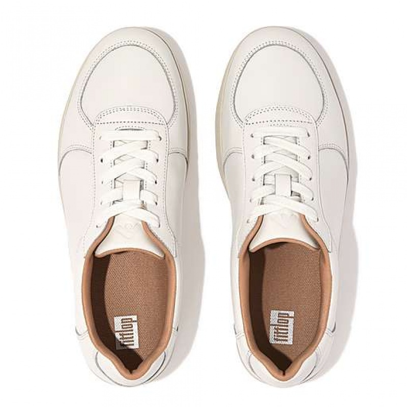 White FitFlop RALLY Leather Panel Women's Sneakers | EP1326485